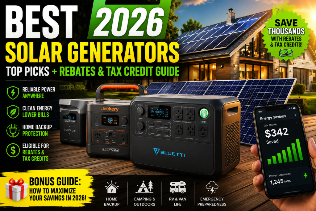 Best solar generators 2026 with solar panels and battery backup system for home energy savings