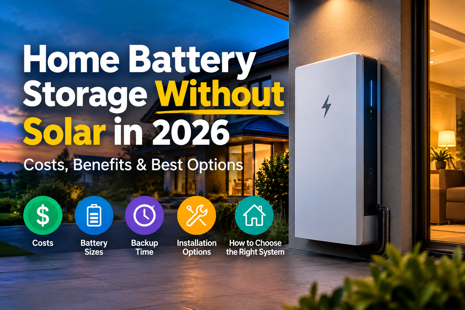 Home battery storage without solar panels in 2026