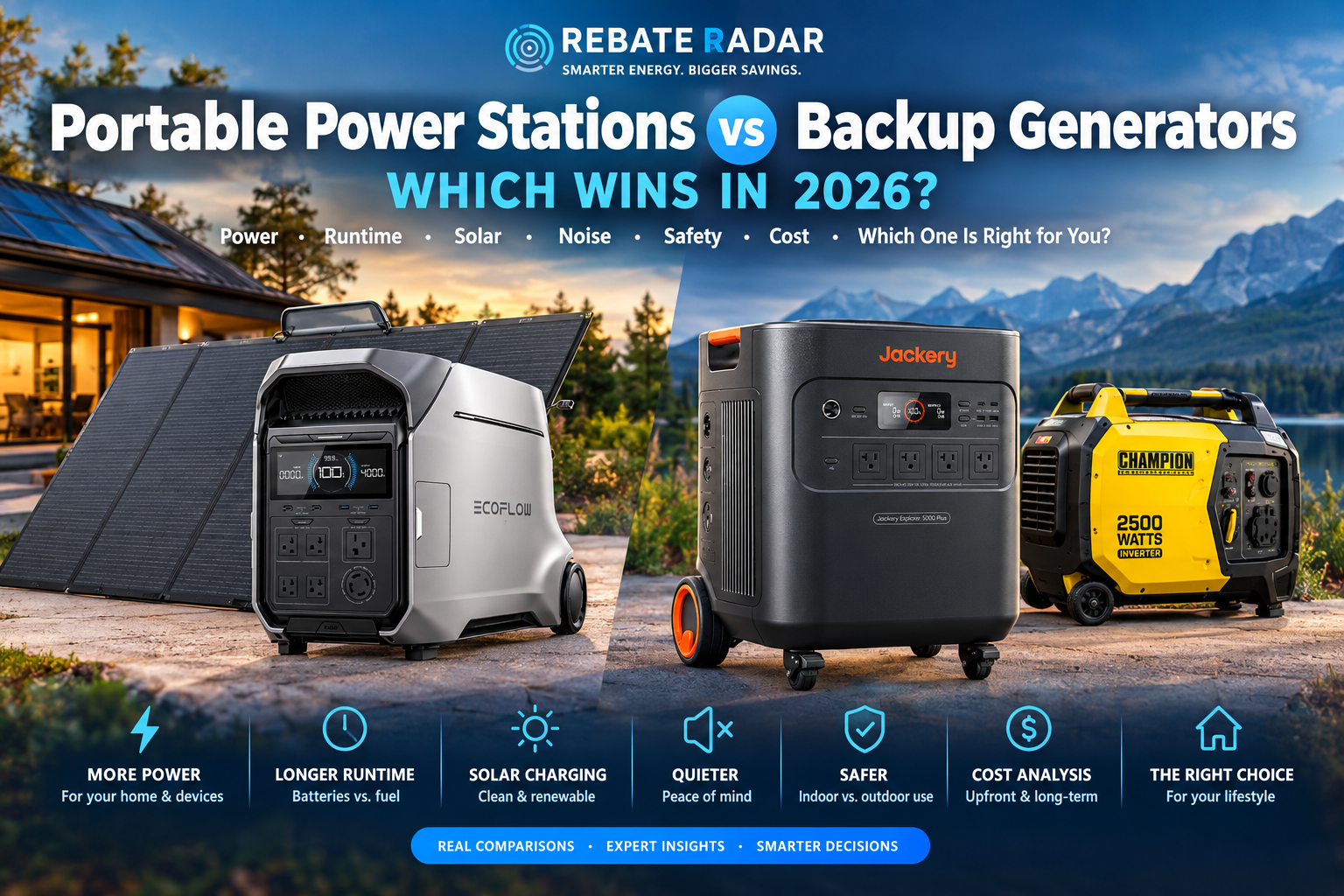 Portable power station vs backup generator comparison for home backup power in 2026