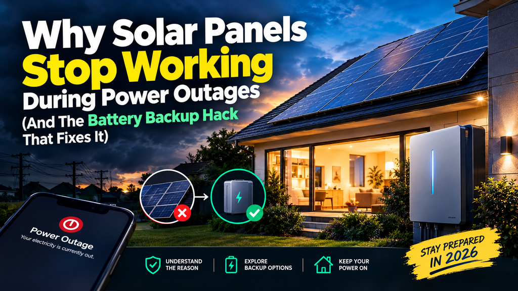 Solar panels during a power outage with a home battery backup keeping a house powered